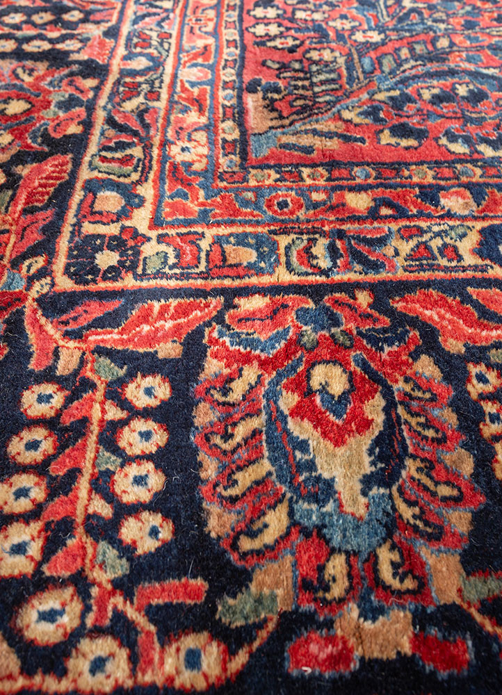 aalam red and orange wool hand knotted Rug - CloseUp aalam red and orange wool hand knotted Rug - CloseUp