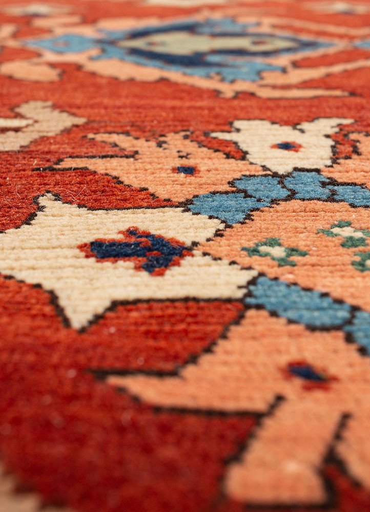 aalam blue wool hand knotted Rug - CloseUp