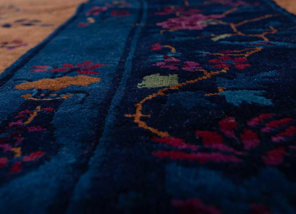 pechino beige and brown wool hand knotted Rug - CloseUp