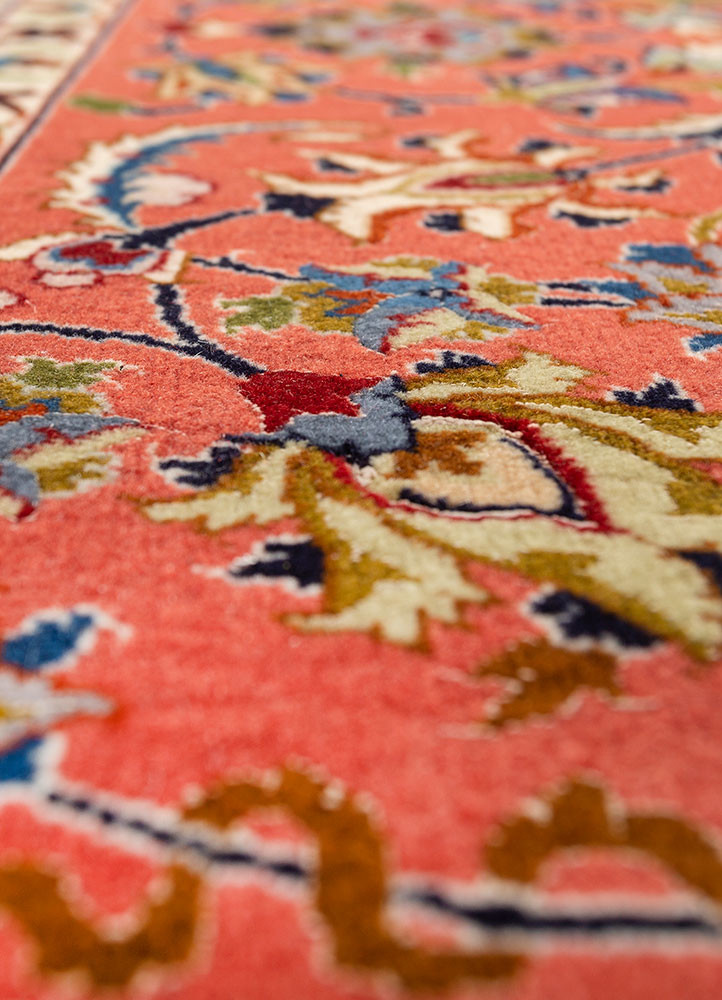 aalam red and orange wool hand knotted Rug - CloseUp aalam red and orange wool hand knotted Rug - CloseUp