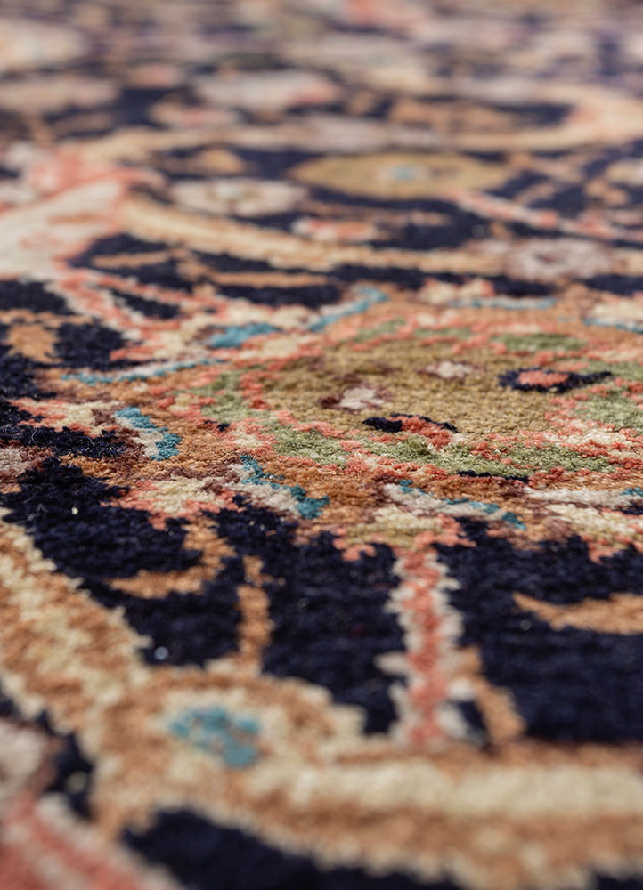 gulmarg blue silk hand knotted Rug - CloseUp