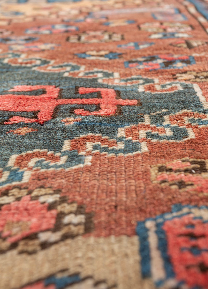 aalam red and orange wool hand knotted Rug - CloseUp aalam red and orange wool hand knotted Rug - CloseUp
