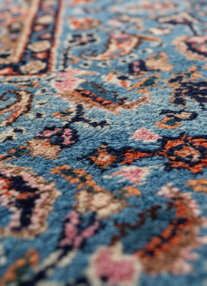 aalam blue wool hand knotted Rug - CloseUp aalam blue wool hand knotted Rug - CloseUp