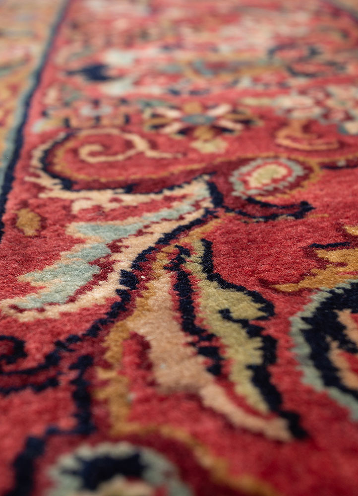 aalam blue wool hand knotted Rug - CloseUp aalam blue wool hand knotted Rug - CloseUp