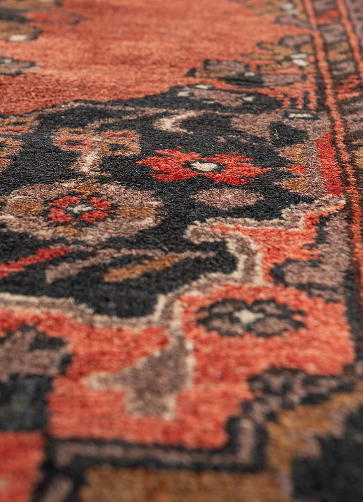 aalam red and orange wool hand knotted Rug - CloseUp aalam red and orange wool hand knotted Rug - CloseUp