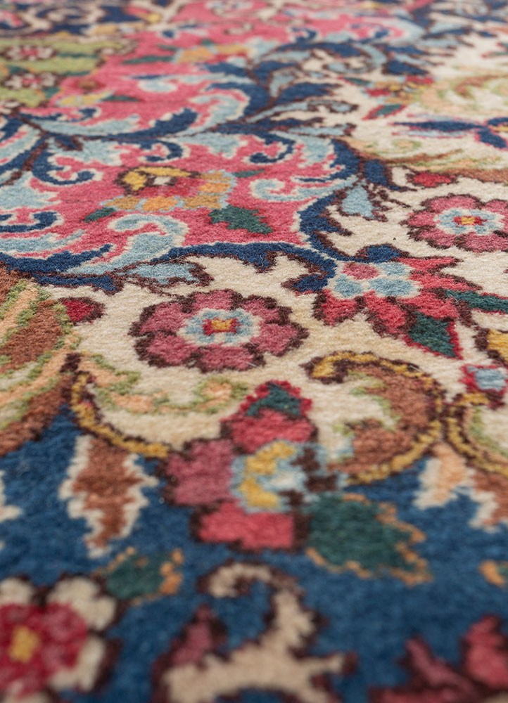 aalam pink and purple wool hand knotted Rug - CloseUp