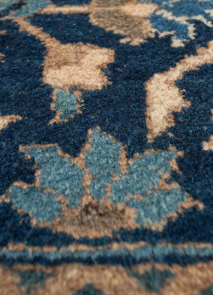 aalam blue wool hand knotted Rug - CloseUp aalam blue wool hand knotted Rug - CloseUp