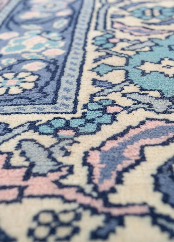 aalam blue wool hand knotted Rug - CloseUp aalam blue wool hand knotted Rug - CloseUp