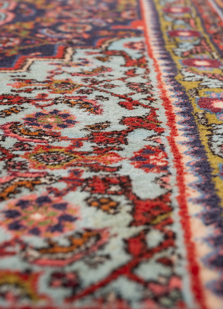 aalam blue wool hand knotted Rug - CloseUp aalam blue wool hand knotted Rug - CloseUp