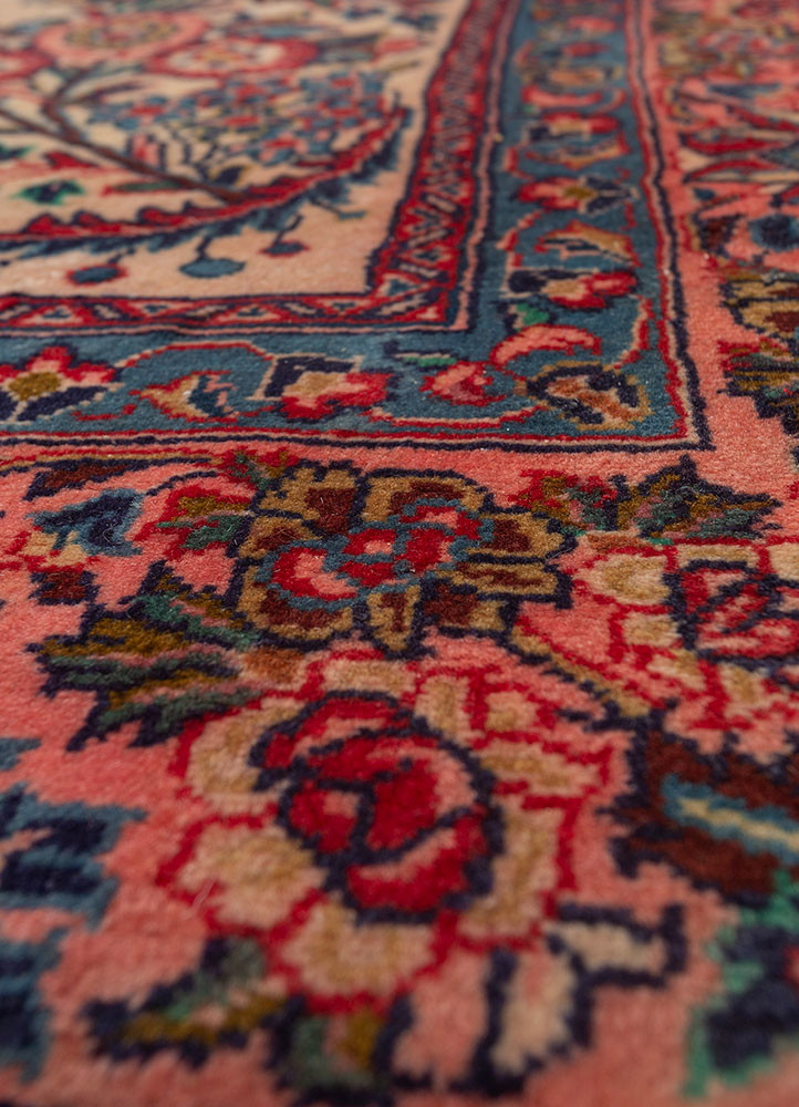aalam pink and purple wool hand knotted Rug - CloseUp