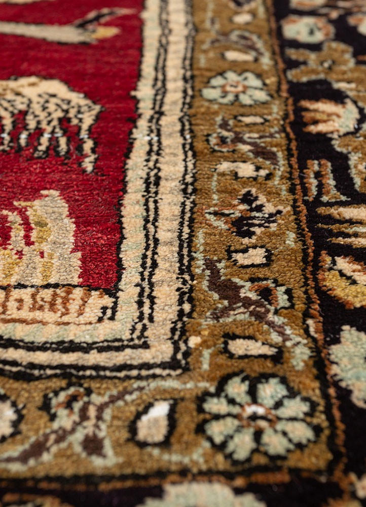 gulmarg red and orange silk hand knotted Rug - CloseUp
