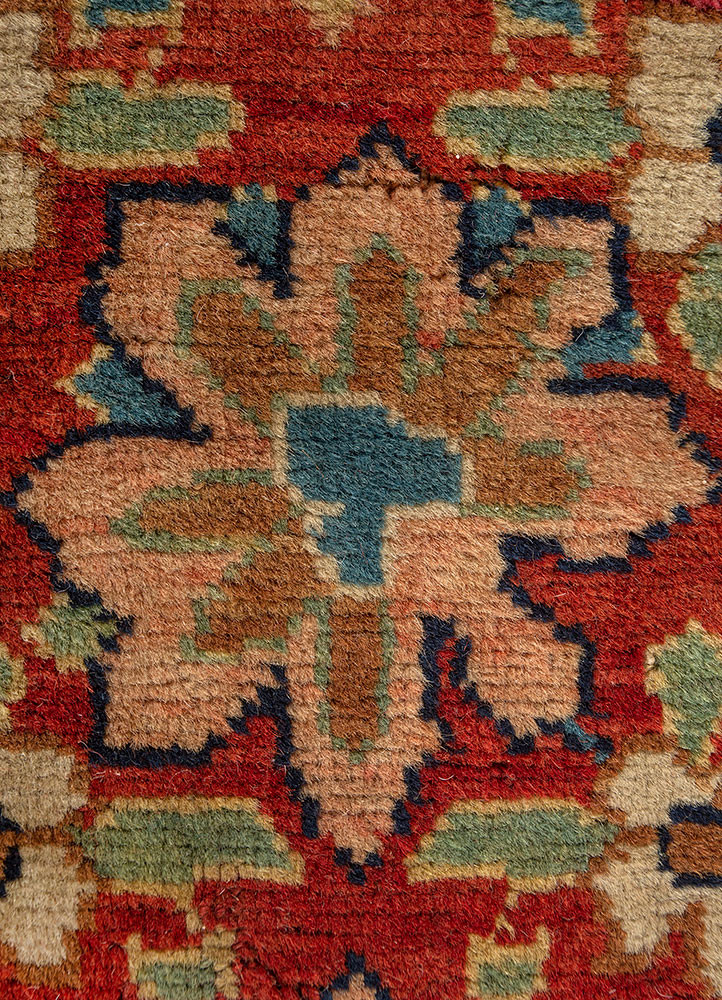 aalam red and orange wool hand knotted Rug - CloseUp aalam red and orange wool hand knotted Rug - CloseUp