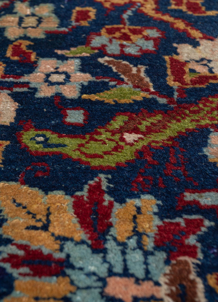 aalam blue wool hand knotted Rug - CloseUp aalam blue wool hand knotted Rug - CloseUp