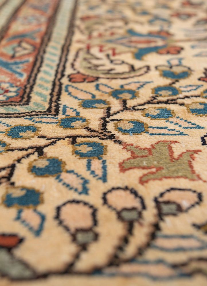 gulmarg blue silk hand knotted Rug - CloseUp gulmarg blue silk hand knotted Rug - CloseUp