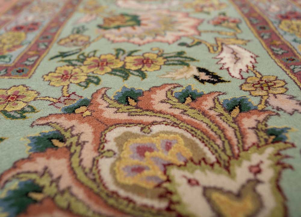Aalam Green Hand Knotted Wool and Silk RugsPae5678Jaipur Rugs