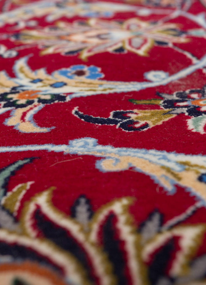 aalam red and orange wool and silk hand knotted Rug - CloseUp aalam red and orange wool and silk hand knotted Rug - CloseUp