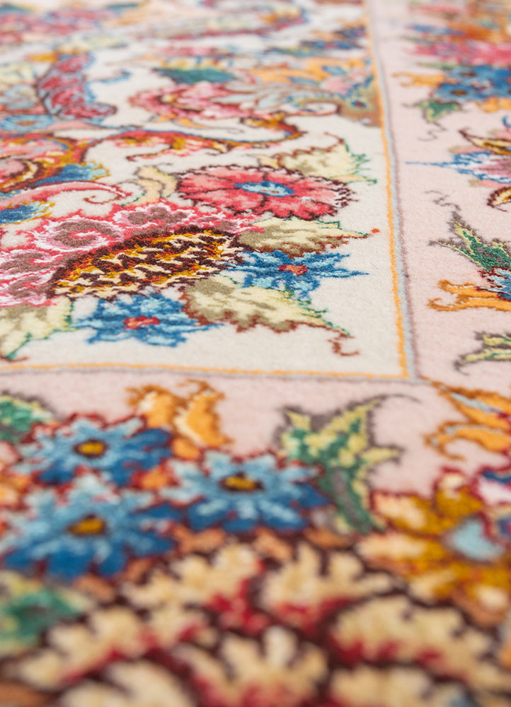 aalam blue wool and silk hand knotted Rug - CloseUp