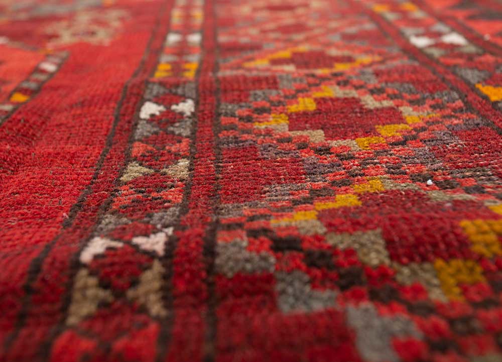 kiaan red and orange wool hand knotted Rug - CloseUp