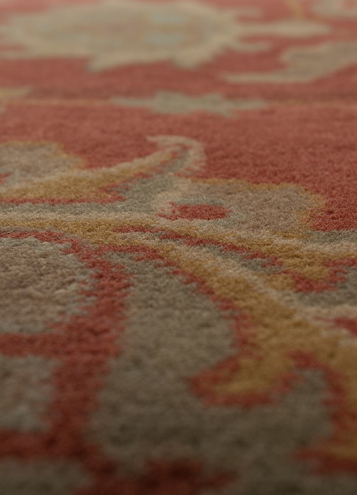 aalam green wool hand knotted Rug - CloseUp