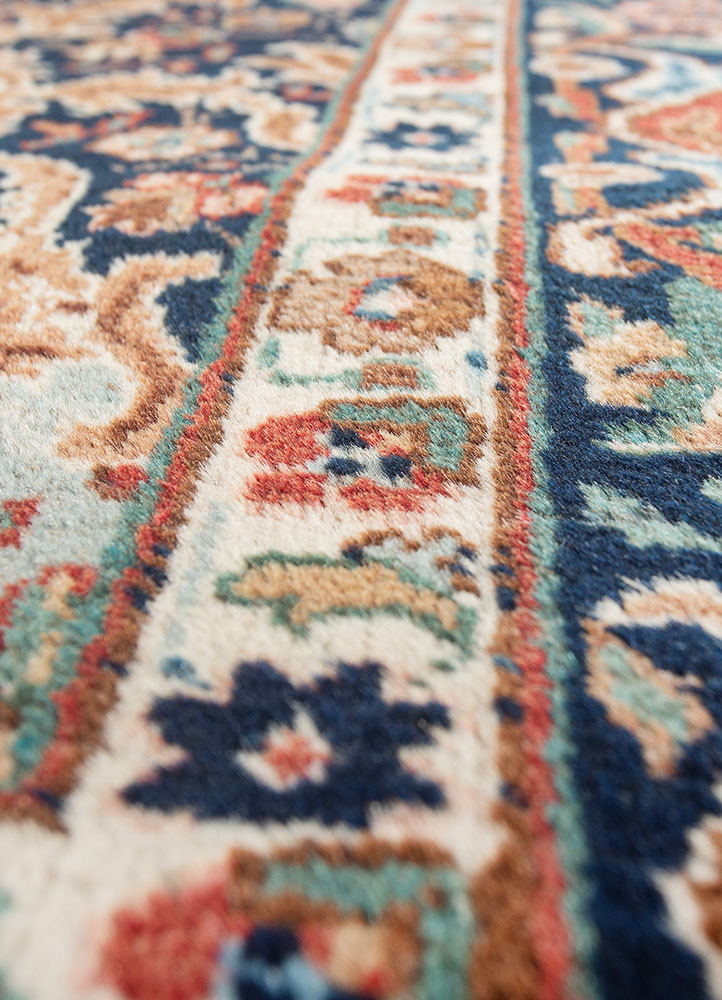 aalam blue wool hand knotted Rug - CloseUp aalam blue wool hand knotted Rug - CloseUp