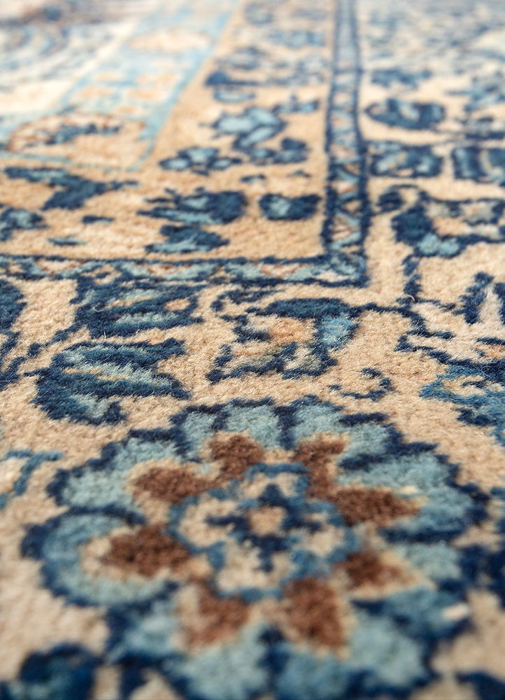 aalam blue wool hand knotted Rug - CloseUp aalam blue wool hand knotted Rug - CloseUp