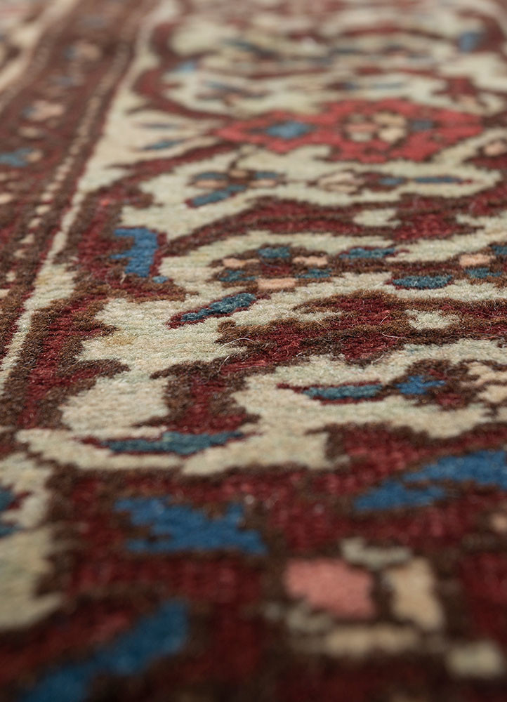 aalam blue wool hand knotted Rug - CloseUp
