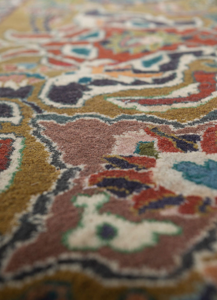 aalam green wool hand knotted Rug - CloseUp aalam green wool hand knotted Rug - CloseUp