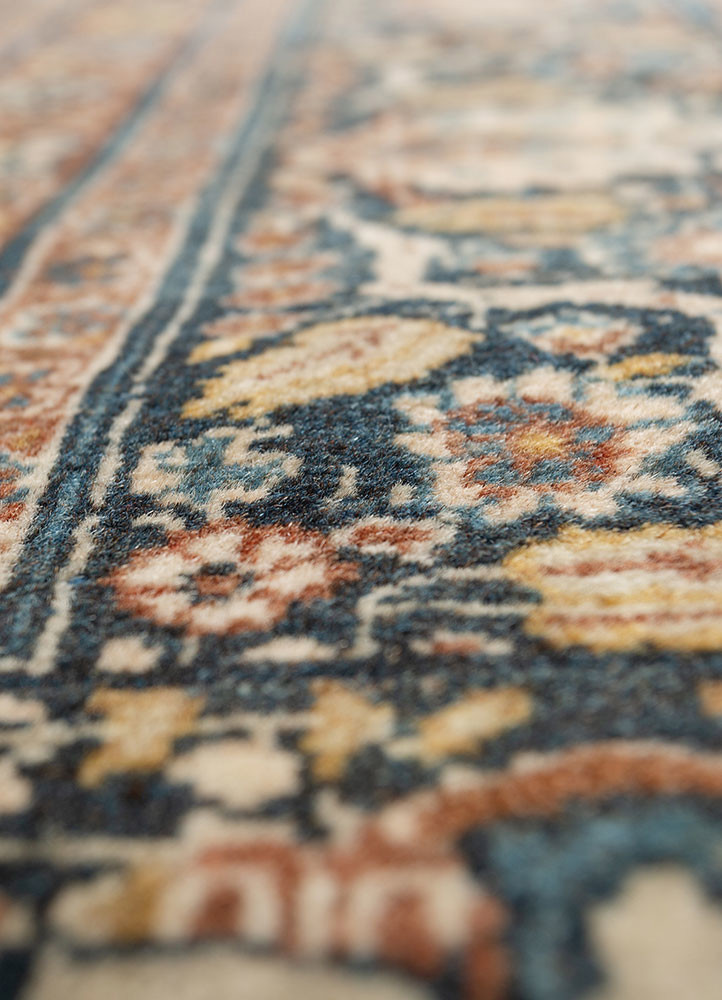 aalam blue wool hand knotted Rug - CloseUp aalam blue wool hand knotted Rug - CloseUp