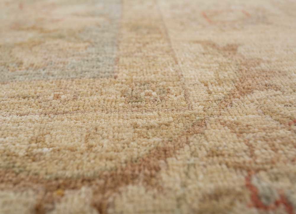aalam green wool hand knotted Rug - CloseUp