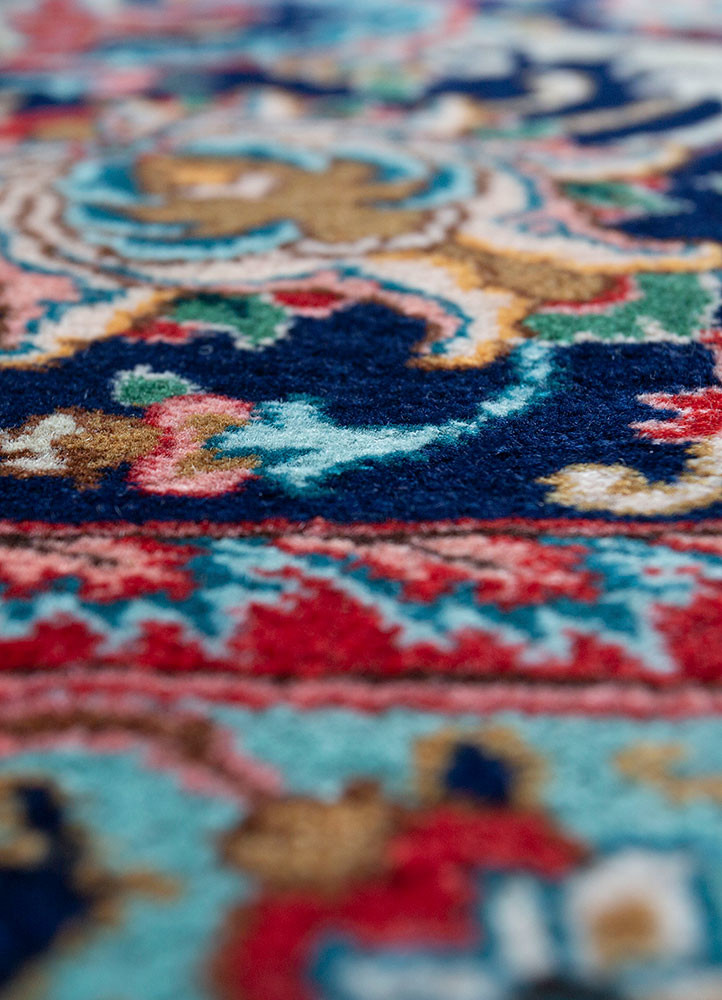 aalam blue wool hand knotted Rug - CloseUp aalam blue wool hand knotted Rug - CloseUp