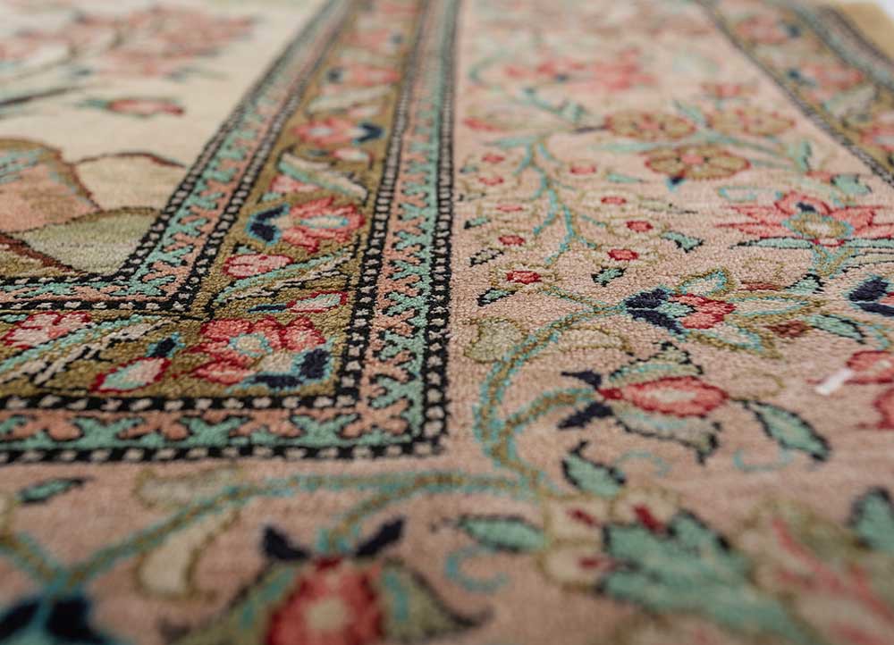 gulmarg green silk hand knotted Rug - CloseUp gulmarg green silk hand knotted Rug - CloseUp