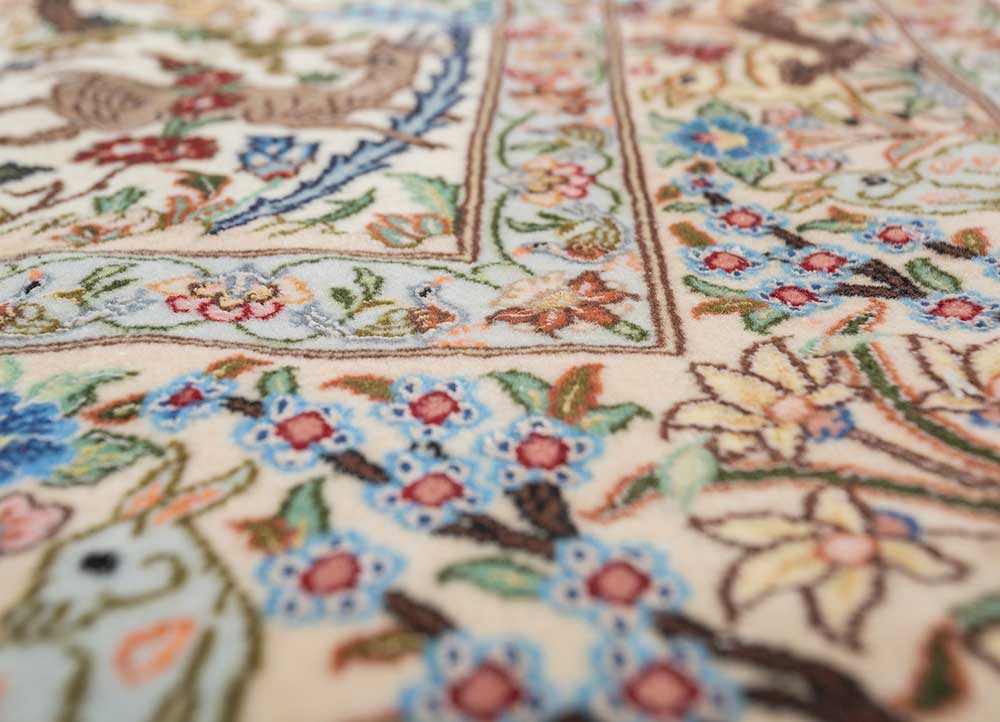 aalam blue wool and silk hand knotted Rug - CloseUp aalam blue wool and silk hand knotted Rug - CloseUp