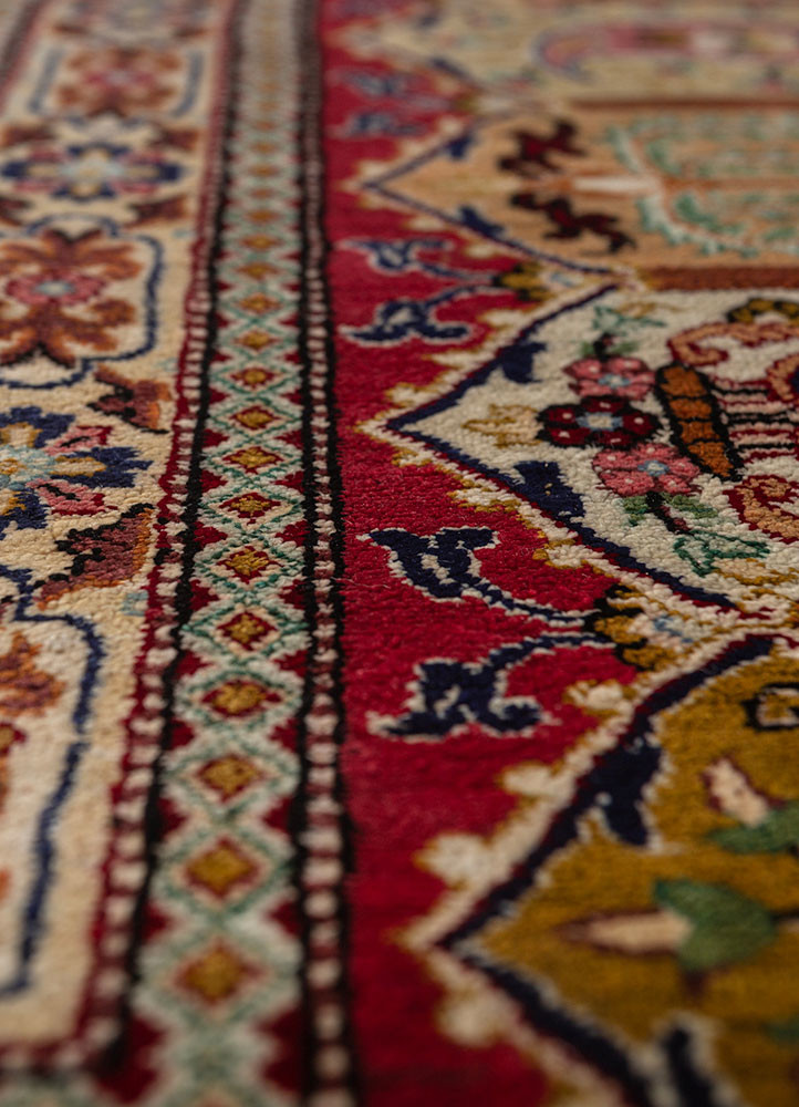 gulmarg blue silk hand knotted Rug - CloseUp