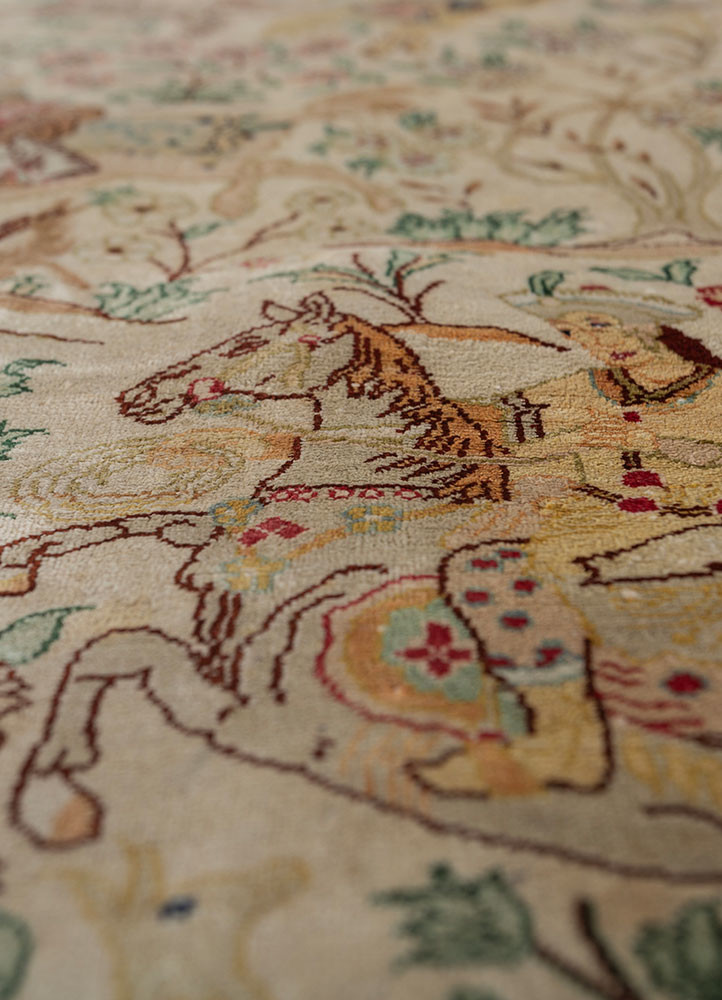 gulmarg green silk hand knotted Rug - CloseUp gulmarg green silk hand knotted Rug - CloseUp
