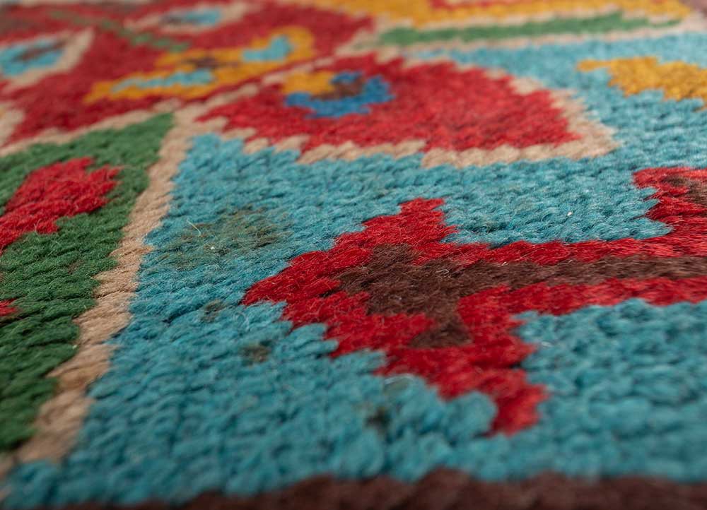 kiaan red and orange wool  Rug - CloseUp