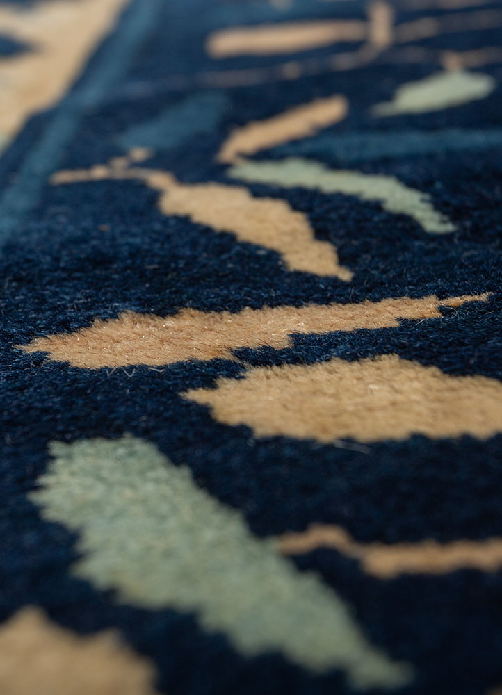 pechino beige and brown wool hand knotted Rug - CloseUp