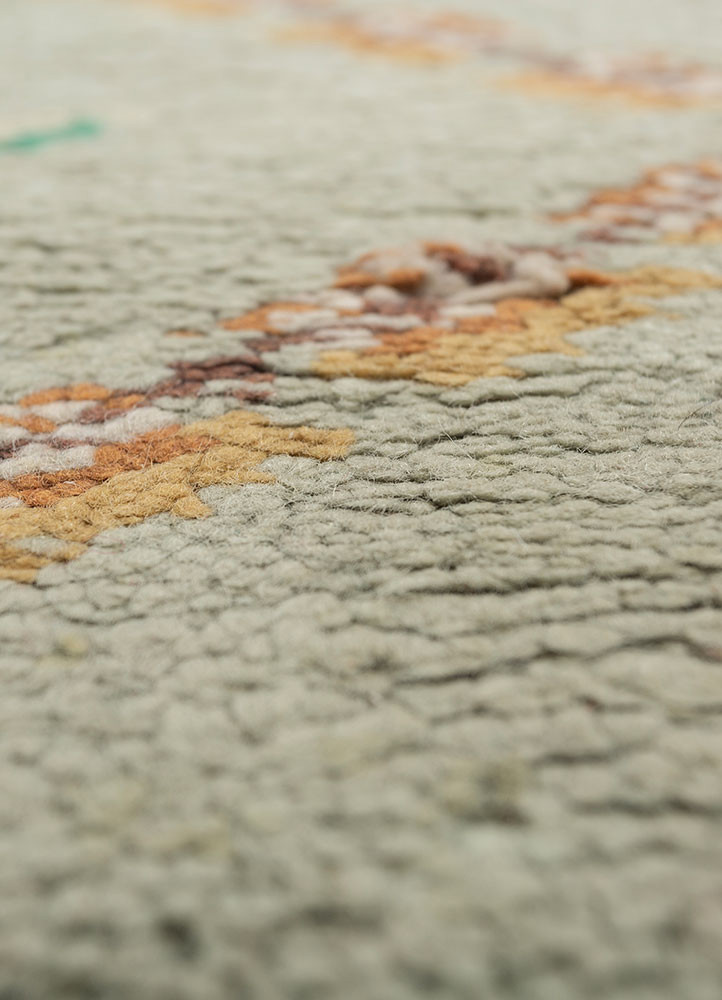 aalam green wool hand knotted Rug - CloseUp aalam green wool hand knotted Rug - CloseUp