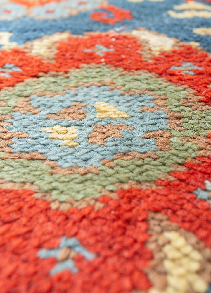 aalam red and orange wool hand knotted Rug - CloseUp aalam red and orange wool hand knotted Rug - CloseUp