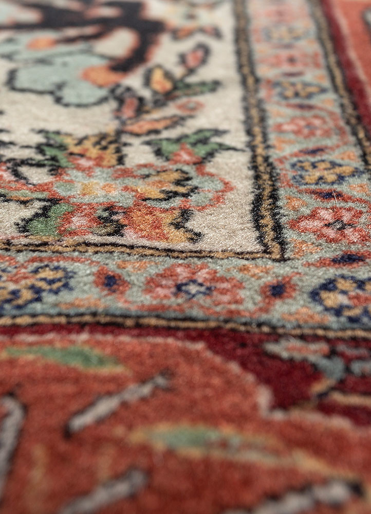 aalam green wool hand knotted Rug - CloseUp aalam green wool hand knotted Rug - CloseUp