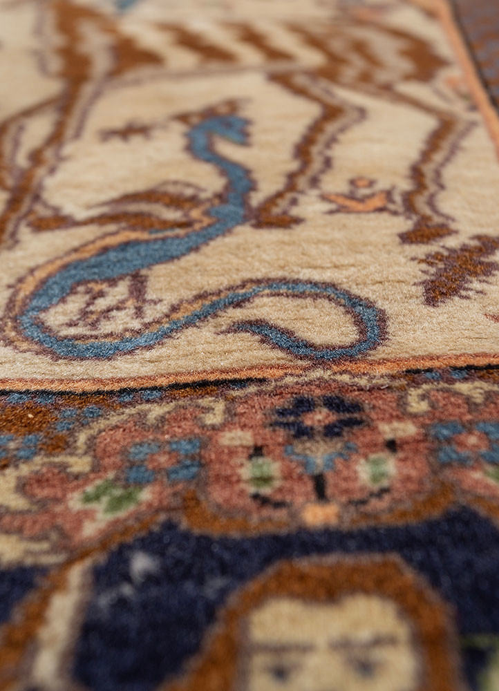 aalam blue wool hand knotted Rug - CloseUp aalam blue wool hand knotted Rug - CloseUp