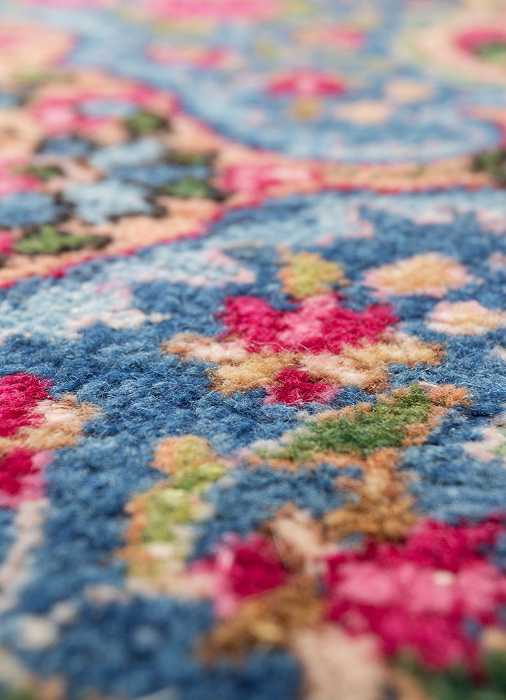 aalam pink and purple wool hand knotted Rug - CloseUp
