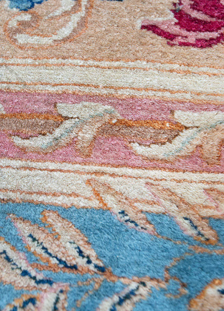 aalam blue wool hand knotted Rug - CloseUp