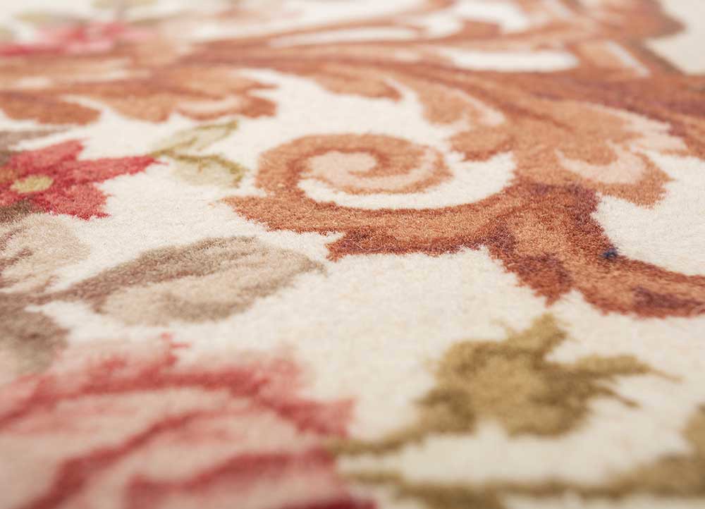 pechino red and orange wool hand knotted Rug - CloseUp