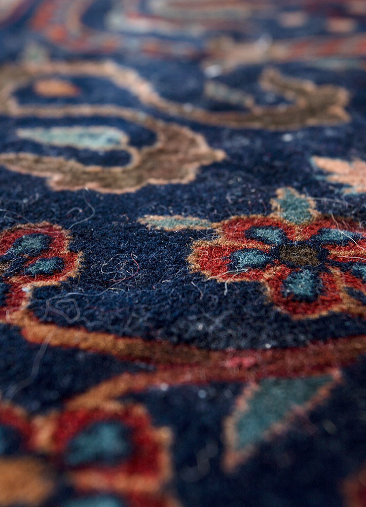 aalam blue wool hand knotted Rug - CloseUp aalam blue wool hand knotted Rug - CloseUp
