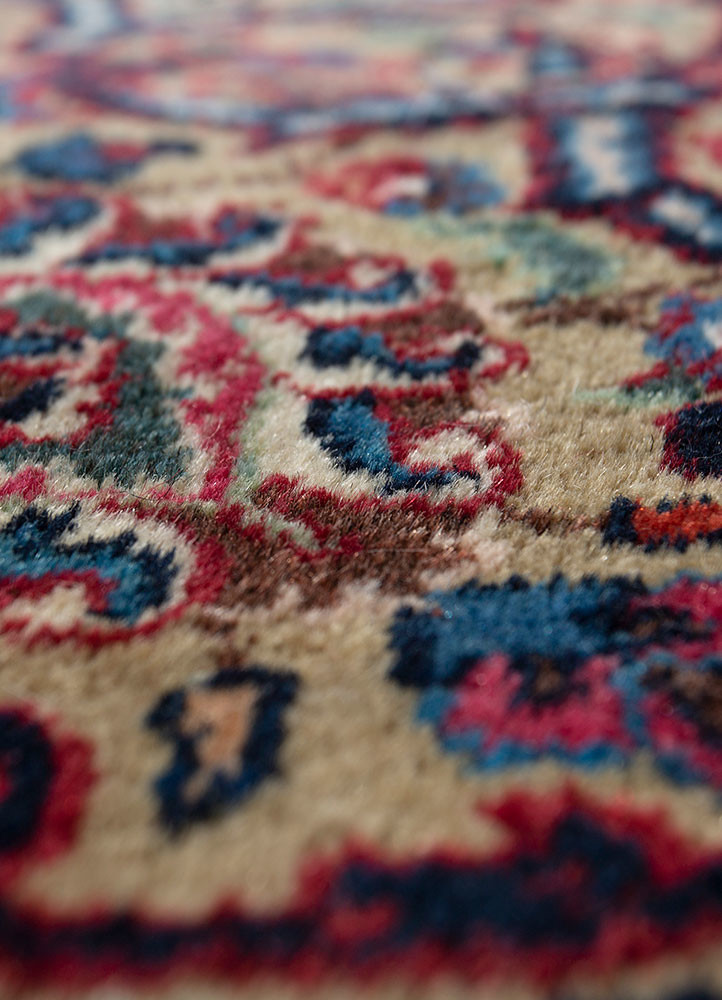 aalam blue wool hand knotted Rug - CloseUp