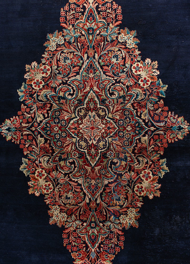aalam blue wool hand knotted Rug - CloseUp aalam blue wool hand knotted Rug - CloseUp