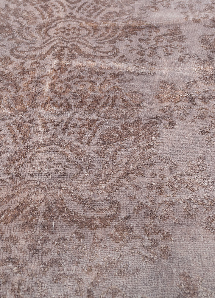aalam beige and brown wool and silk hand knotted Rug - CloseUp aalam beige and brown wool and silk hand knotted Rug - CloseUp