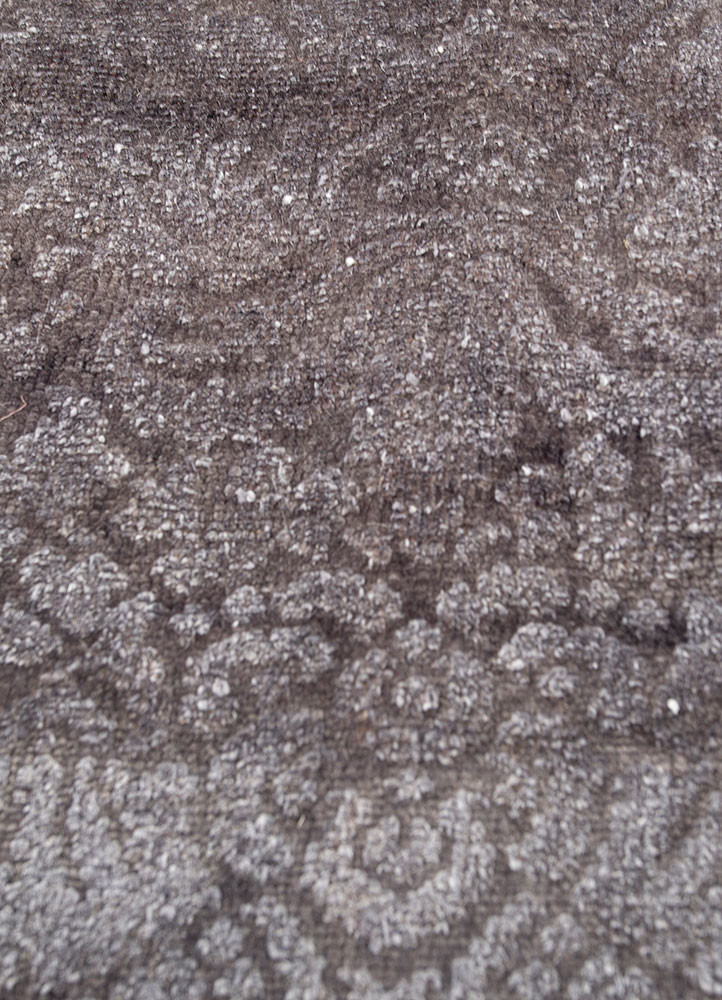 azalea grey and black wool and silk hand knotted Rug - CloseUp azalea grey and black wool and silk hand knotted Rug - CloseUp