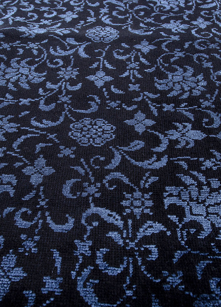aalam blue wool and silk hand knotted Rug - CloseUp aalam blue wool and silk hand knotted Rug - CloseUp