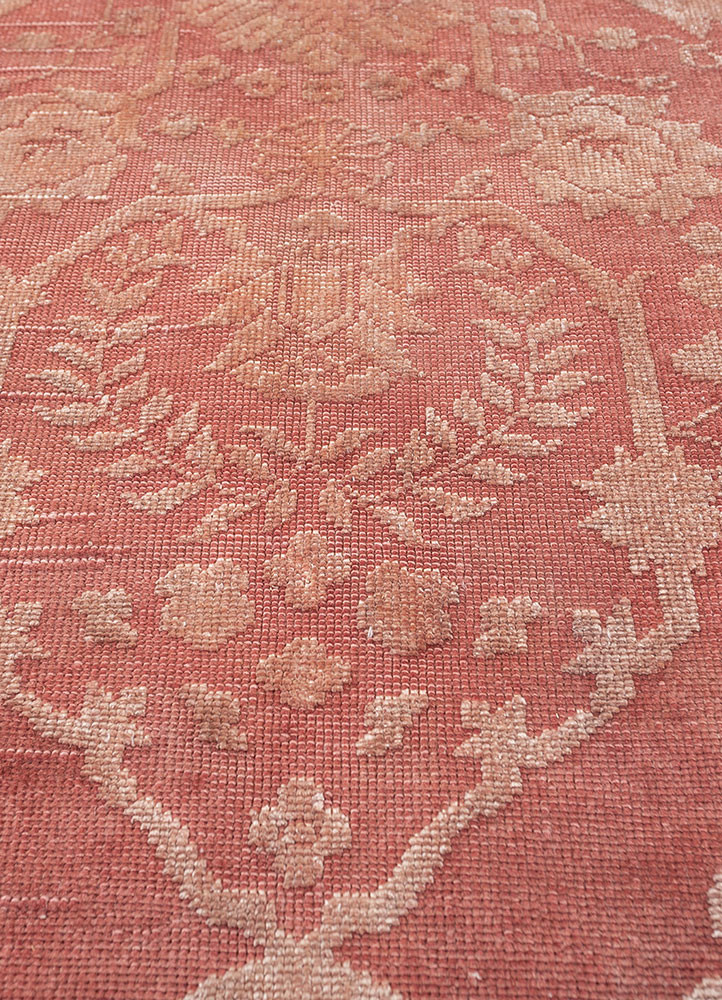 aalam red and orange wool and silk hand knotted Rug - CloseUp aalam red and orange wool and silk hand knotted Rug - CloseUp